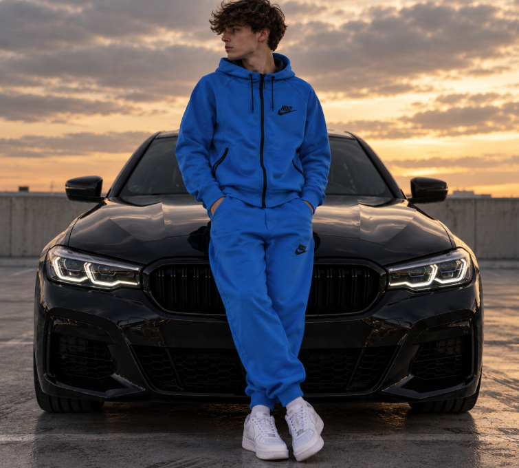 Nike Vintage Trainingsanzug Blau – Tech Fleece Zip Hoodie & Jogginghosep